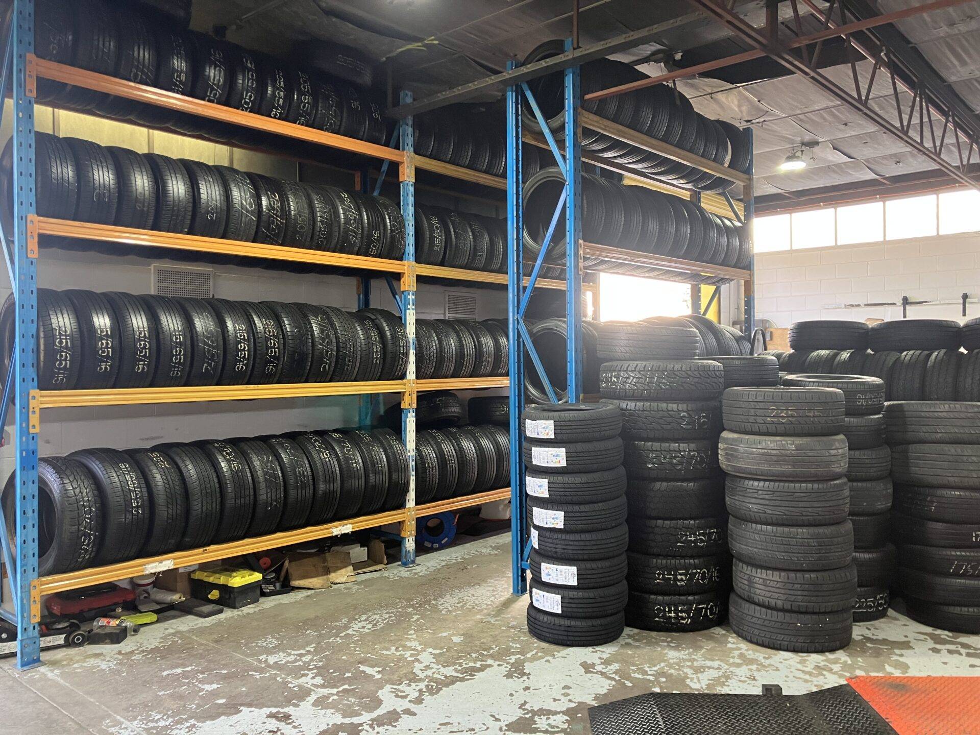 Alpha tyres and wheels Inside tyre shop in lilsyth - used tyres