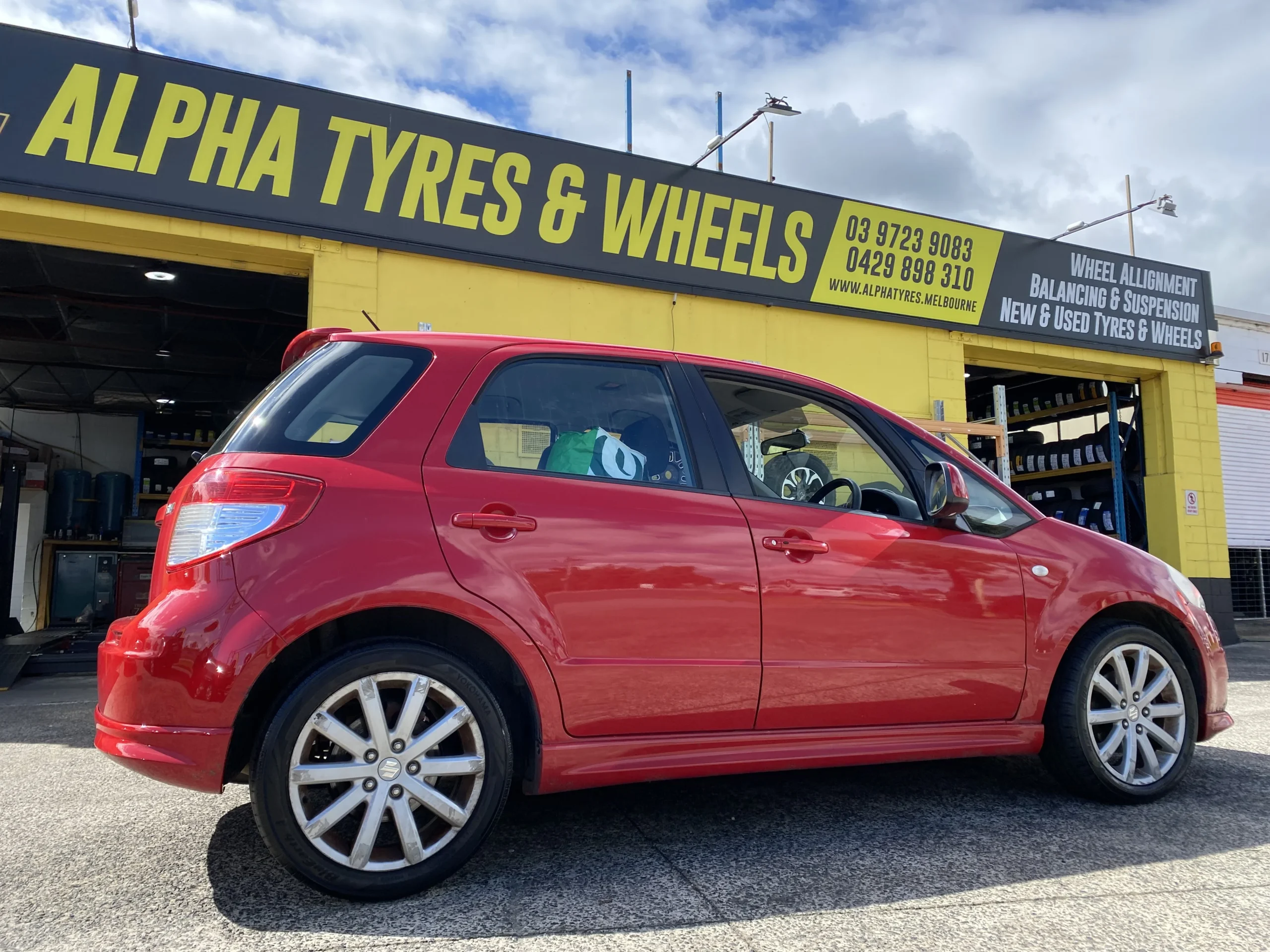 A wide selection of alloy wheels on display at Alpha Tyres and Wheels